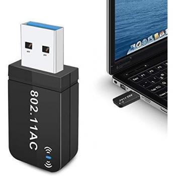 Adattatore USB WiFi 1200Mbps, chiavetta WiFi dual band da 300Mbps a 867Mbps con antenna esterna e guadagno di 2dBi
