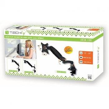 Techly Supporto Tubolare a Gas da Scrivania per Monitor 15-27 570mm Nero (ICA-LCD 112-BK)