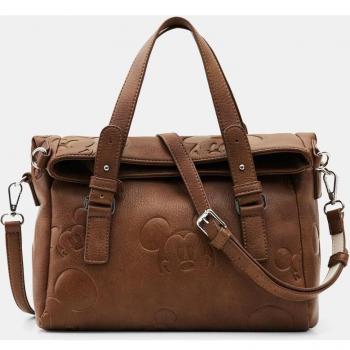 Bolso de mano Desigual mediano marrón con detalle fantasía
