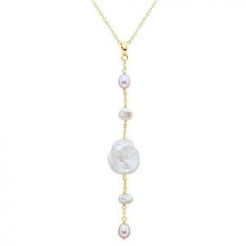 Cadena Valero Perlas Oro y Blanco