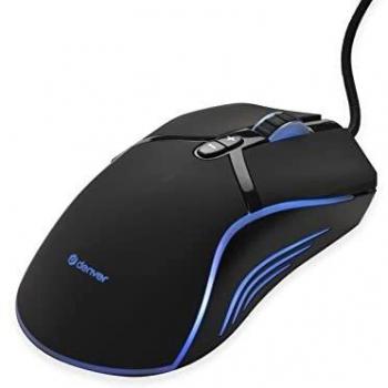 Denver GMO-402 Mouse da gioco USB Ottico Nero 7 Tasti 1000 dpi, 1600 dpi, 3200 dpi, 6400 dpi Illuminato