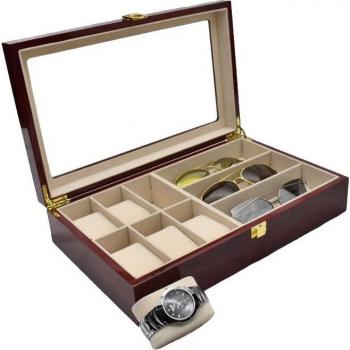 Caja de madera para reloj y joyas de lujo