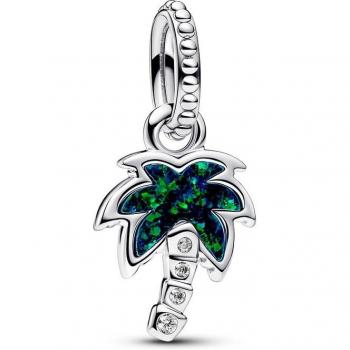 Palmera Verde Opalescente – Charm de Plata