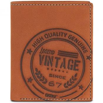 Cartera de hombre de piel Vintage con protección Rfid en color marrón