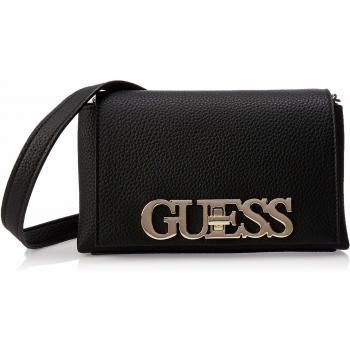 Guess Uptown Chic Mini Xbody Flap, Bolso Bandolera para Mujer, Negro