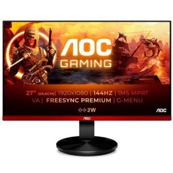 AOC G2790VXA Monitor da Gaming 27 VA, Frameless, FHD 1920 x 1080 a 144 Hz, Tempo di Risposta 1 msec/MPRT, 1 x HDMI, 1 DP, Speaker, FreeSync Premium, Nero/Rosso