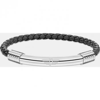 Pulsera de hombre Police con acero y piel negra