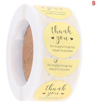 Etiquetas Redondas Kraft 500 unidades Gracias por Apoyar Mi Negocio con Folio Dorado