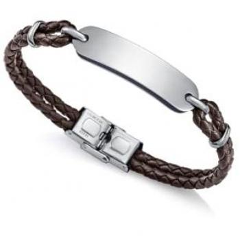 Viceroy Fashion Pulsera de Acero Inoxidable y Piel Trenzada Marrón y Azul