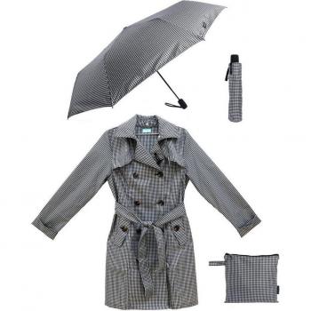 Pack Paraguas plegable automático y Chaqueta trench chubasquero para mujer Don Algodón Luna