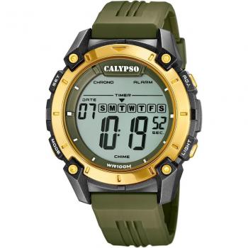 Reloj Calypso Digital K5814/1 Verde Correa de Caucho Hombre