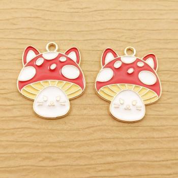 Charm esmaltado gato y seta