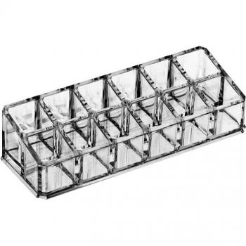 Caja de Maquillaje Acrílica 12/9 Transparente con Compartimentos para Pintalabios