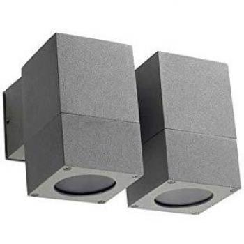 Foco de pared de 2 luces para exteriores (aluminio y cristal endurecido transparente)