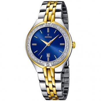 Reloj Festina Mademoiselle F16868/3 Azul Correa De Acero Inoxidable 316l, Mujer
