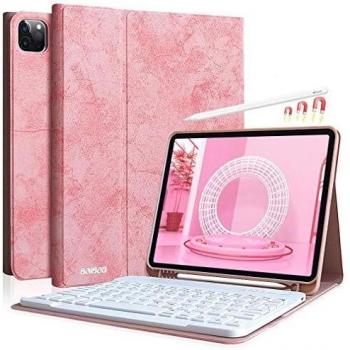 Tastiera per iPad Pro 11 2021/2020/2018 Custodia, Tastiera Italiana per iPad 11 Pollici 11 2020 con Senza Fili, Riattivazione/Disattivazione Automatica, Supporto per Apple Matita e Ricarica (Champagne)