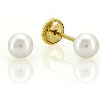 Pendientes de casquillas con perla 4mm