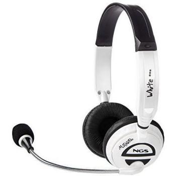 NGS MSX6 Pro Cuffia Imbottita con Microfono Regolabile, Connessione JACK 3.5MM, Controllo del Volume Fino a 20 Hz, Colore Bianco