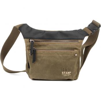 Riñonera de hombre en lona encerada color kaki