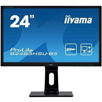 Iiyama ProLite B2483HSU-B5 Monitor LED da 61 cm (24), Full HD (VGA, HDMI, DisplayPort, USB2.0, regolabile in altezza), colore: Nero