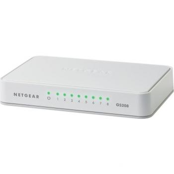 Netgear GS208 Non gestito Gigabit Ethernet 10/100/1000 Bianco GS208-100PES