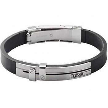 Fossil Pulsera de identificación de cuero negro para Hombre JF85096040