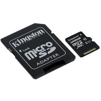 Kingston SDCS/128GB Canvas Select MicroSD, Velocità UHS-I di Classe 10, fino a 80 MB/s in Lettura, con Adattatore SD