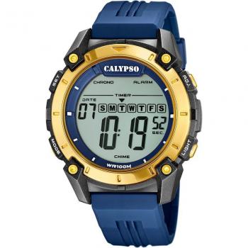 Reloj Calypso Digital K5814/2 Azul Correa de Caucho Hombre