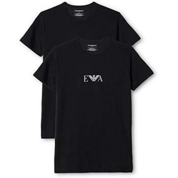 Emporio Armani paquete de dos camisetas interiores negro para hombre