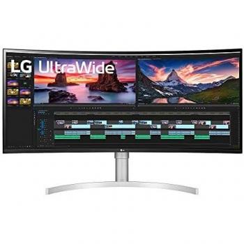 LG 38WN95C Monitor 38 QuadHD+ UltraWide Curvo 21:9 LED NanoIPS 1ms HDR 600, 3840x1600, AMD FreeSync 144Hz, Audio Stereo, HDMI 2.0 (HDCP 2.2), Display Port 1.4, Thunderbolt 3, Flicker Safe, Bianco