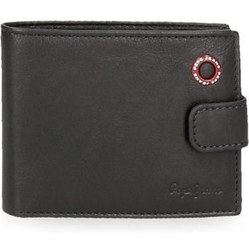 Pepe Jeans. Cartera de piel Badge Marino con cierre de clic