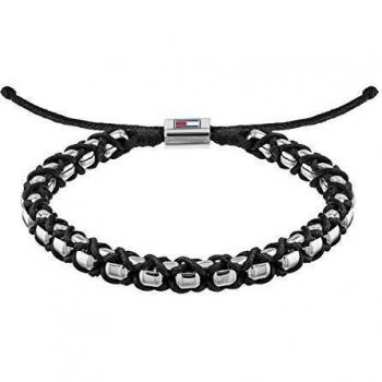 Pulsera de Hombre Tommy Hilfiger de cordón y acero Negro