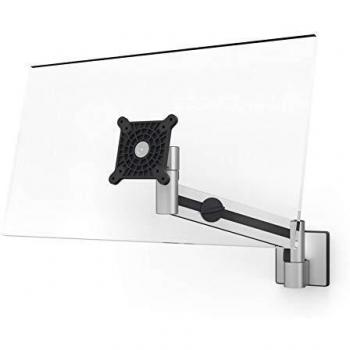 Durable 509023 Braccio Porta Monitor Da Parete, Braccio Estensibile Per Schermo Da 21-27 Con Attacco Vesa, Ruotabile Di 360°, Argento