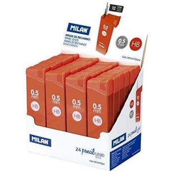 Caja expositora 24 cajitas con 12 minas 0.5 mm HB