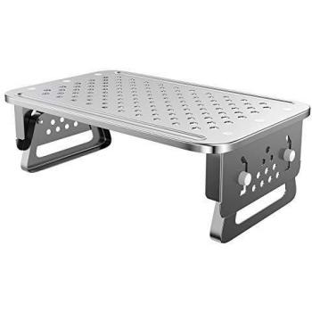 ATUMTEK Adjustable Monitor Stand, Desk Monitor Support with Ventilation Holes for PC Computer, Laptop, iMac, Printer, Projector and More, Silver (37 x 23 x 14cm)