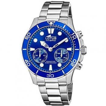 Lotus Reloj Modelo 18800/1 de la colección Connected, Caja de 44,5 mm Azul con Correa de Acero para Caballero