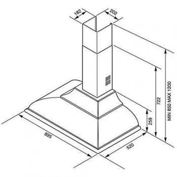 CAMPANA DECORATIVA SMEG KC19AOE 90CM NEGRO