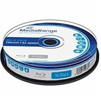 10 BD-R Blu Ray vergini Mediarange 25GB 120Min velocità 4X