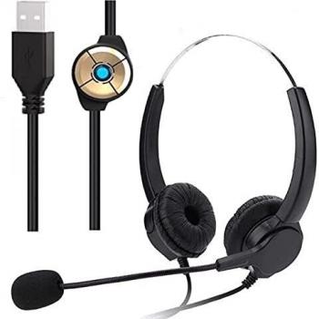 Cuffie stereo USB per PC con microfono cancellatore di rumore
