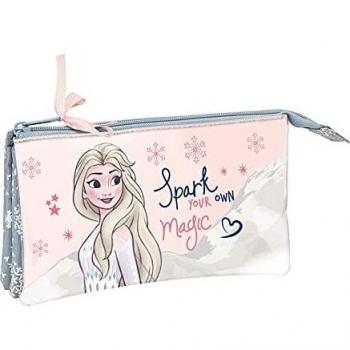 Portatodo Triple Frozen II Magical Seasons Gris Rosa