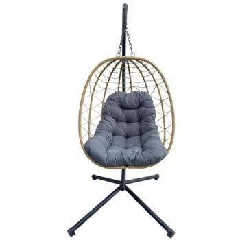Silla Colgante Yoevu Natural y Gris con Soporte