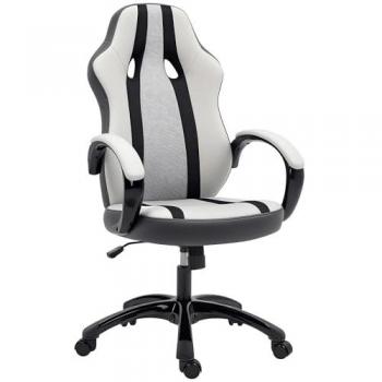 Silla Gaming Homcom PU y Malla Ajustable con Basculante Gris