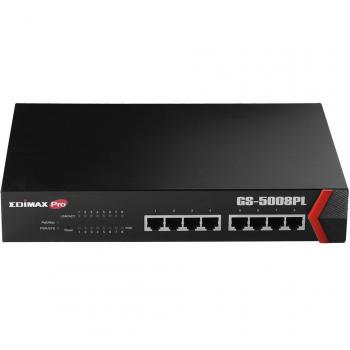 Edimax GS-5008PL Gigabit Ethernet (10/100/1000) Supporto Power Over Ethernet (Poe) 1U Nero