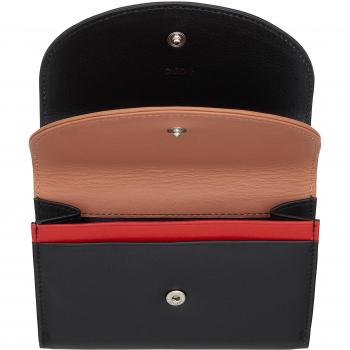 Cartera de piel de becerro Napa tamaño medio con doble solapa y compartimento para billetes