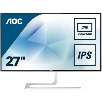 AOC Q2781PQ Monitor LED da 27 IPS, QHD (2560 x 1440), Senza Bordi, Dsub, 2 x Hdmi, Display Port, Nero/Grigio