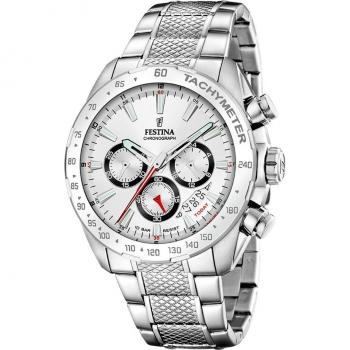 Reloj Festina Timeless Chronograph F20668/1 Blanco Correa De Acero Inoxidable 316l, Hombre