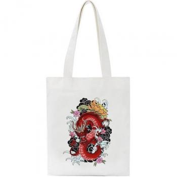Bolso de lona con estampado de dragón