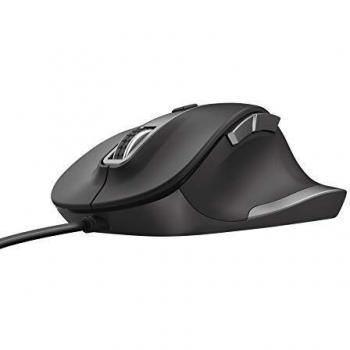 Trust Fyda Mouse with Wired Curved Lines (ergonomic design, six buttons, cursor speed with very high DPI 600-1400-2800-5000) Black