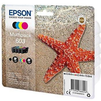 Epson Stella Marina Serie 603 Cartucce per Stampante Getto d'Inchiostro Multipack 4 Colori Nero, Ciano, Magenta, Giallo Formato Standard Stampe Affidabili Basso Costo fino 150 Pagine