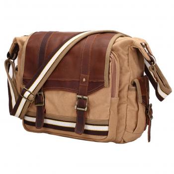 E-Bestar Hombres Casual Vintage bolsa de mensajero Mochilas de lona para hombre / mujer Casual bandolera Bolsas (Khaki)
